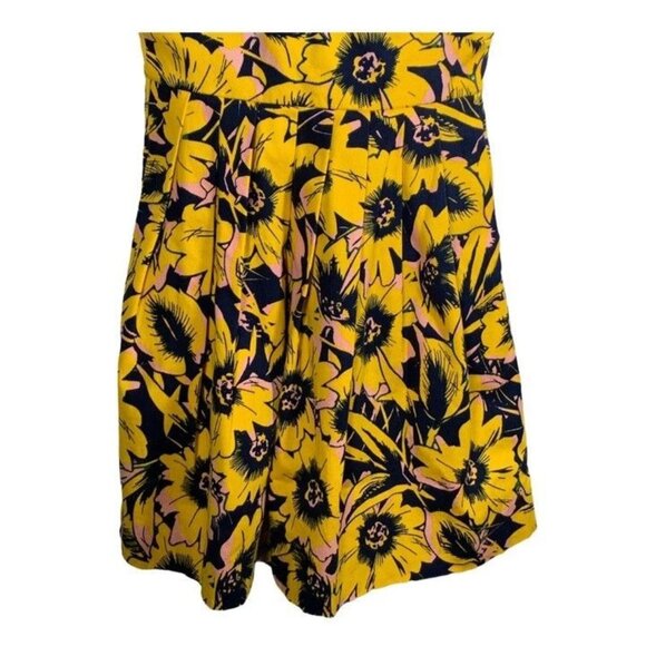 J Crew Dress Womens 00 XXS Sundress Sleeveless Mini Fit Flare Floral Yellow Work - Picture 3 of 10
